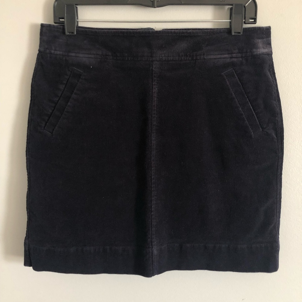 LOFT Navy Corduroy Skirt with Pockets